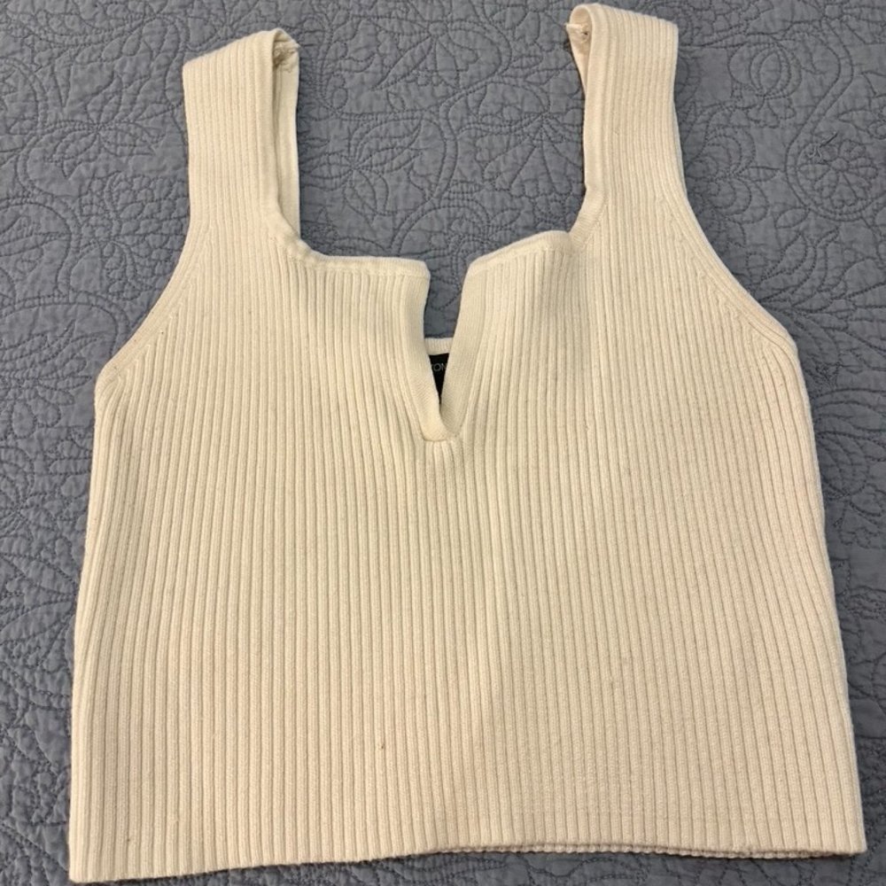 White Knit Crop Top